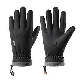 1 Paar Winterhandschuhe mit verstellbaren Kordelzügen an den Bündchen, wasserdicht, winddicht, wärmespeichernd, feuchtigkeitsableitend, Touchscreen-kompatibel, rutschfeste Handfläche, Outdoor-Handschuhe