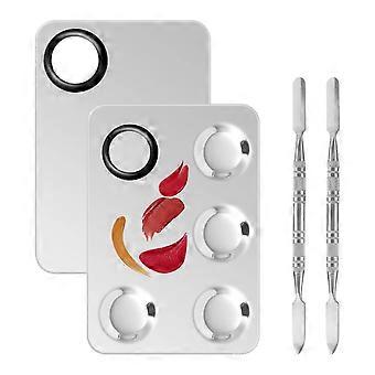 Stainless Steel Makeup Mixing Palette Set with Double-Ended Spatula for Foundation and Eyeshadow
