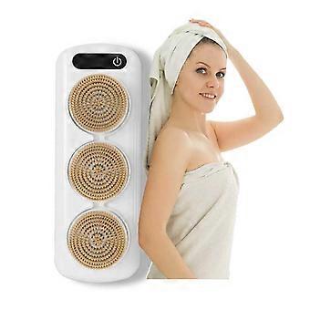 Electric Back Scrubber 360° Rotating Wall Mounted Shower Brush with Adjustable Height and 3 Heads