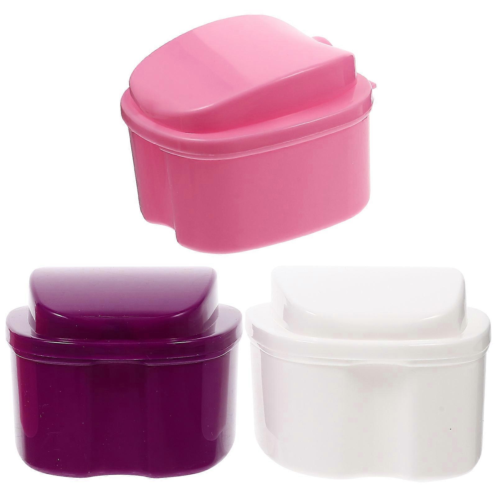 Assorted Color Denture Storage Box for Denture Care 3Pcs Storage Case