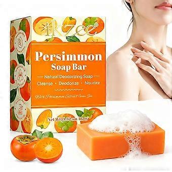 Natural Presimmon Soap 100g, Solid Soaps Deep Cleansing & Lasting Moisturising, Smooths the Skin, Against Body Odour, with Foam Net