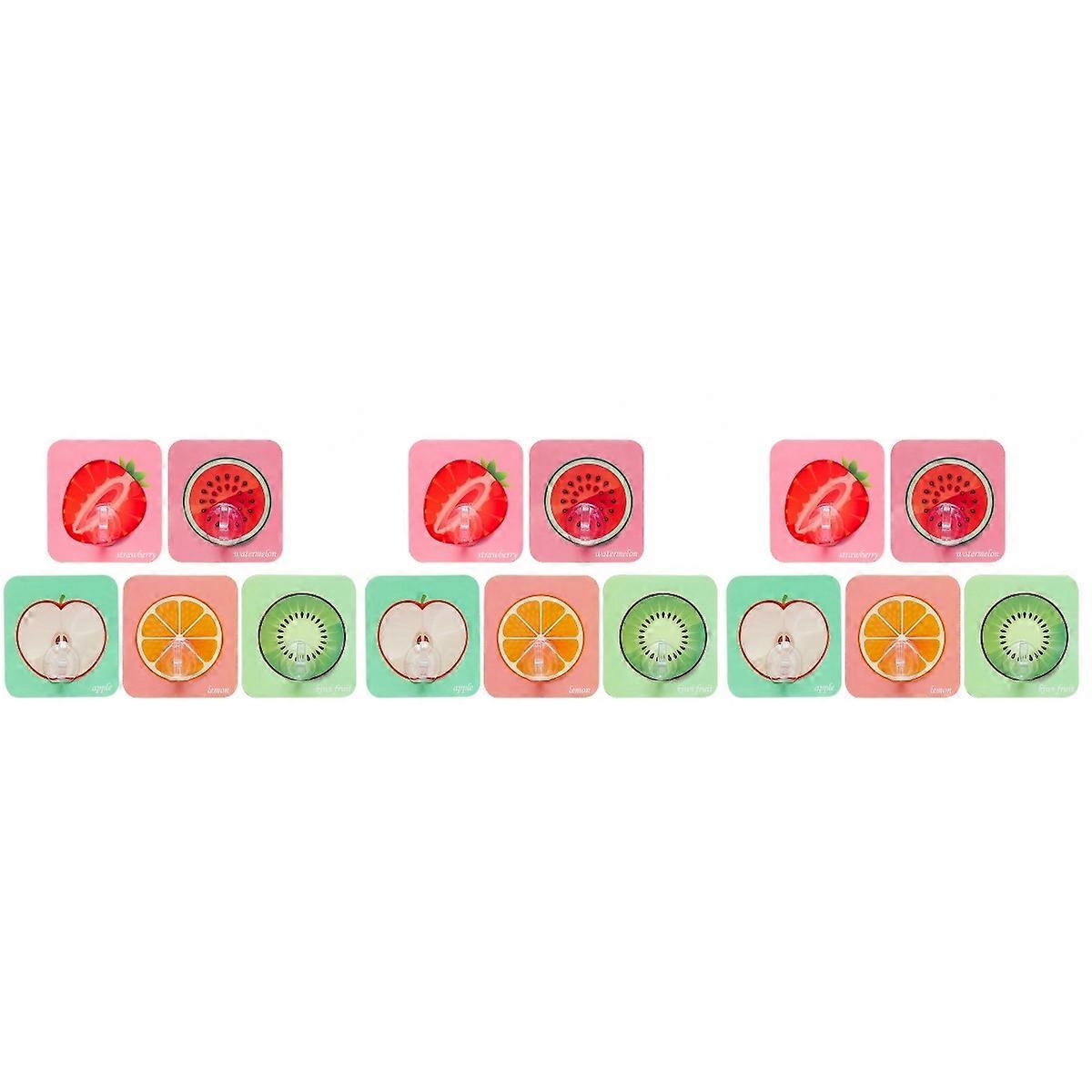 Adhesive Hooks Wall Hooks for Hanging 30Pcs Pack with Fruit Pattern Design