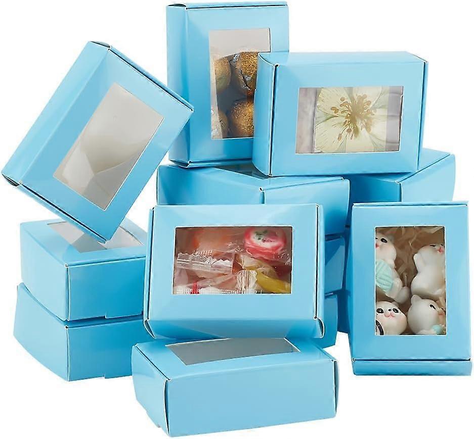 Paper Storage Gift Boxes with Window Rectangle Light Blue 8.5x6x3cm