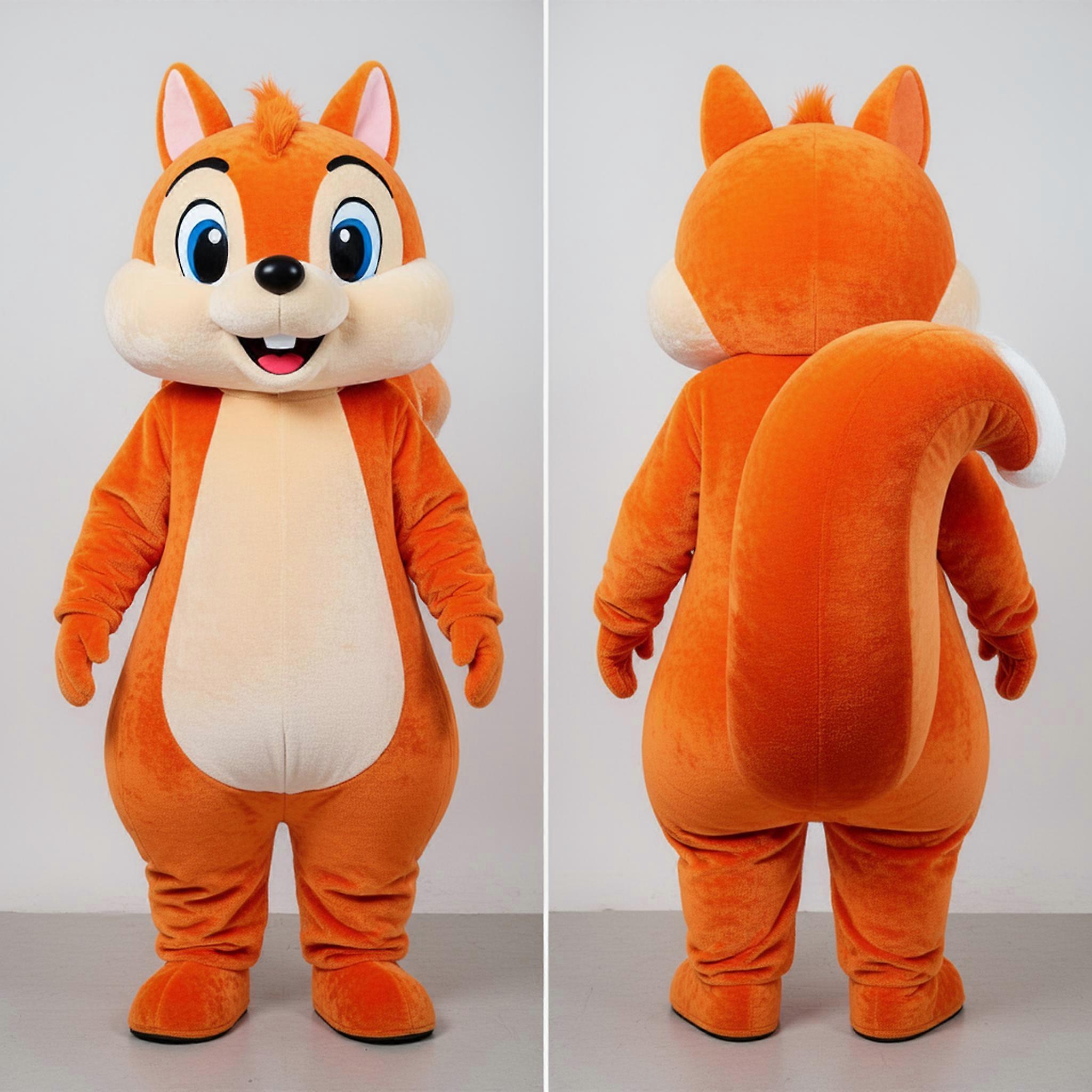 MASTICOT Orange Fluffy Squirrel Mascot