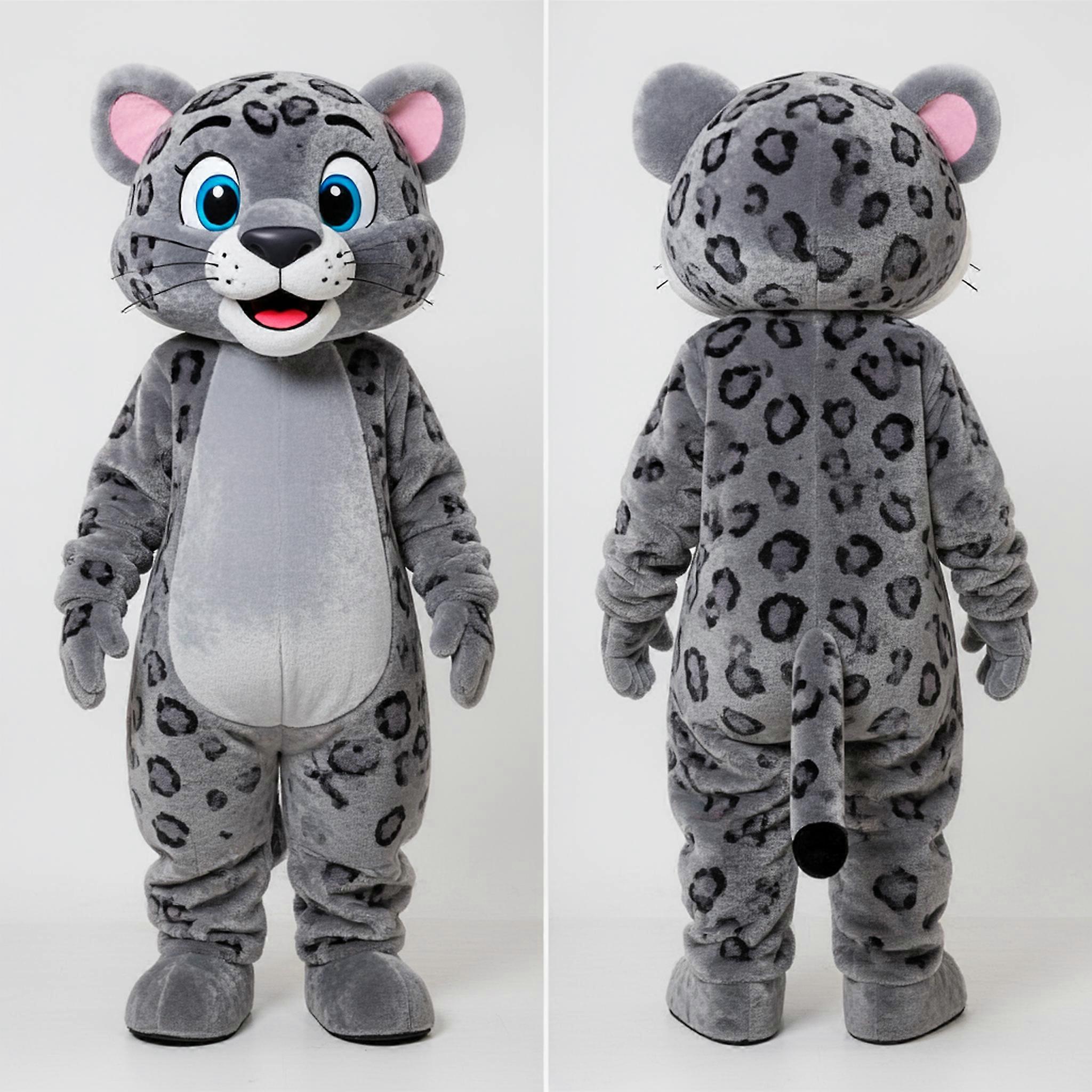 MASTICOT Gray Spotted Cartoon Leopard Mascot