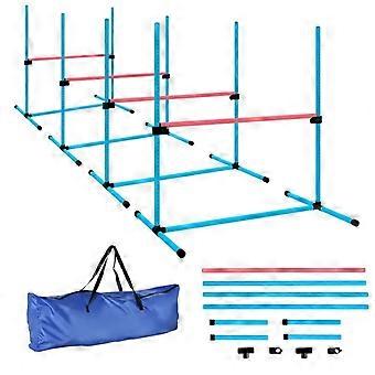Agility Set for Dogs, 4-piece, height-adjustable agility equipment with 4 hurdles, carrying bag, 99 x 65 x 94 cm, light blue