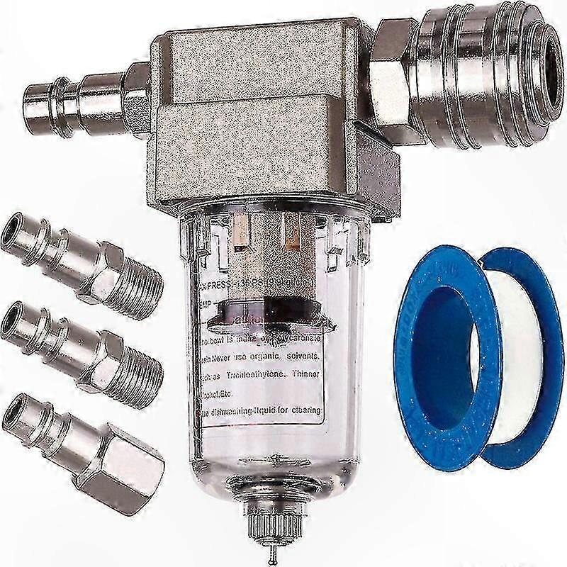 Compressed Air Filter with Water and Oil Separator, Includes Quick Coupling, Compatible with Versailles