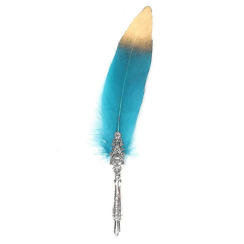 Antique Sky Blue Feather Quill Dip Set