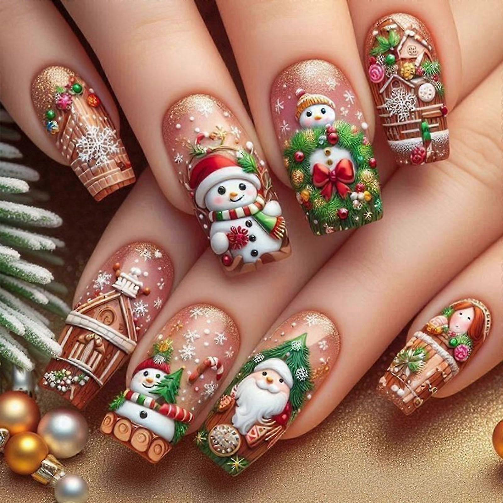Festive Press On Nails Gel Strips