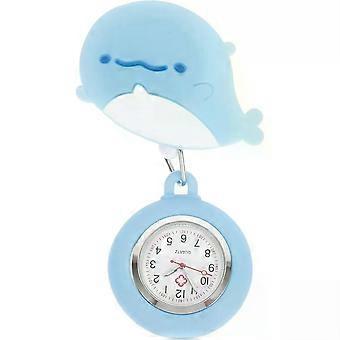 Fob Watch Blue Retractable Silicone Clip on Pocket Watch