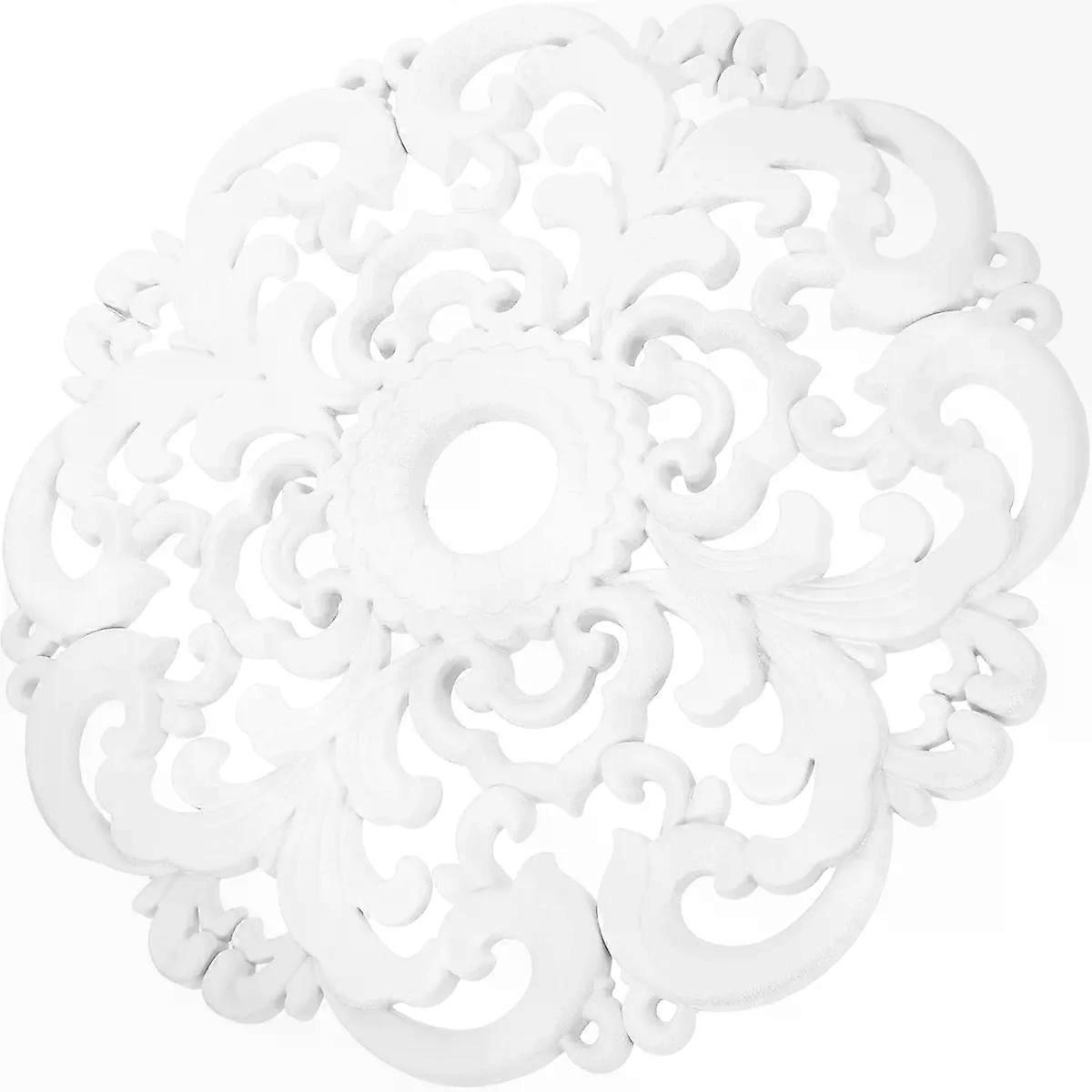 Decorative Ceiling Medallion Round Ps White Openwork Trim