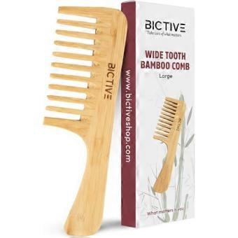 Bamboo wide-tooth comb 1 unit Eco-friendly natural wood Gentle detangling without breakage Curly hair