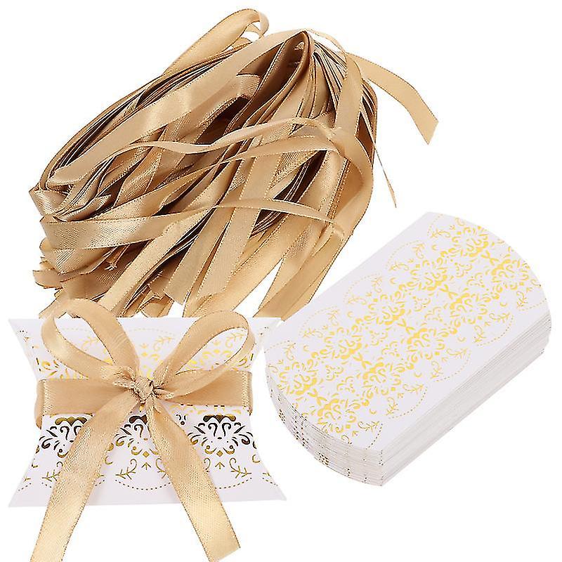 11.4X7cm Golden Wrapping Paper 50 Sets Festival Gift Wrapping Boxes Christmas Candy Boxes Exquisite