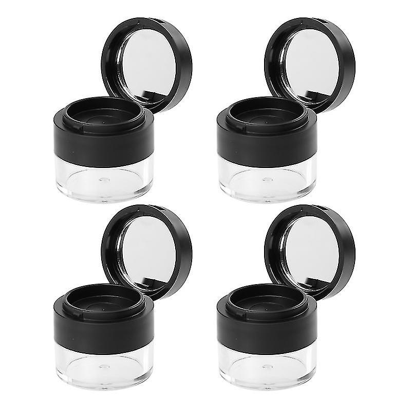 3.8X3.8cm Black Refillable Makeup Palettes & Cases 4pcs Empty Loose Powder Boxes Travel Powder Cases