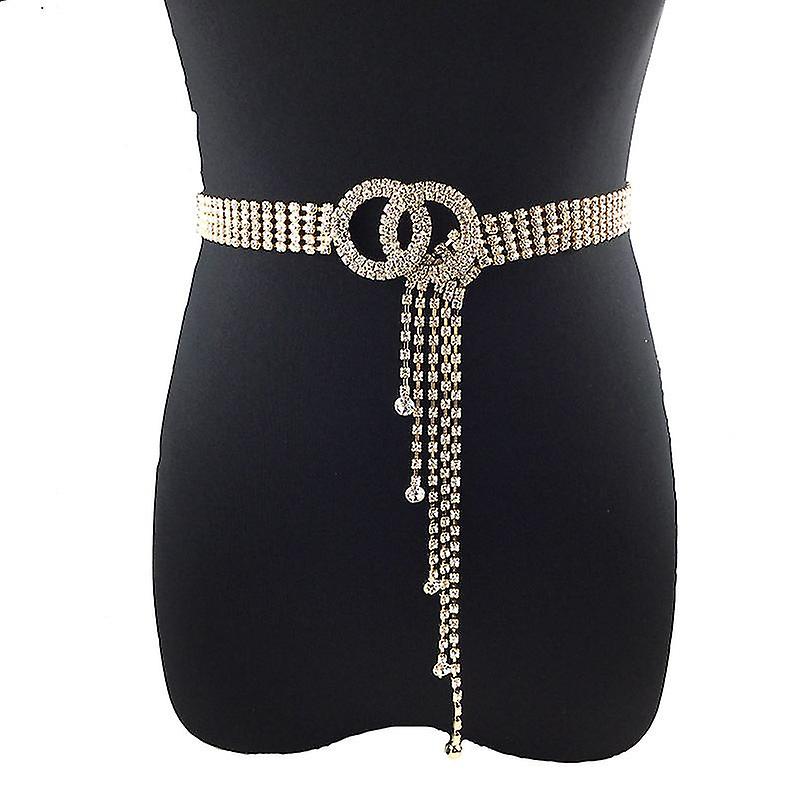 Women Rhinestone Belt Shiny Diamond Fashion Crystal Ladies Double