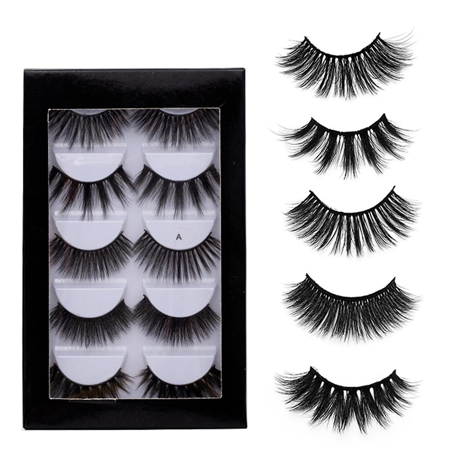 5 Pairs False Eyelashes Multilayered Bushy Curling Up Lashes