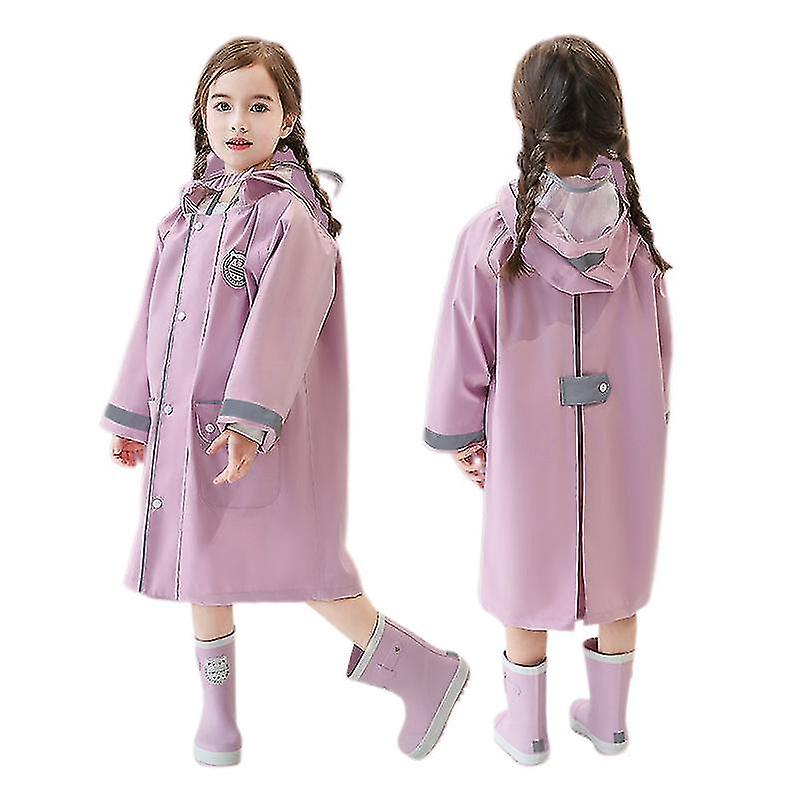 Wekity Elementary School Children Raincoat Boys And Girls Poncho, With Schoolbag For Child Protection Raincoatpurples