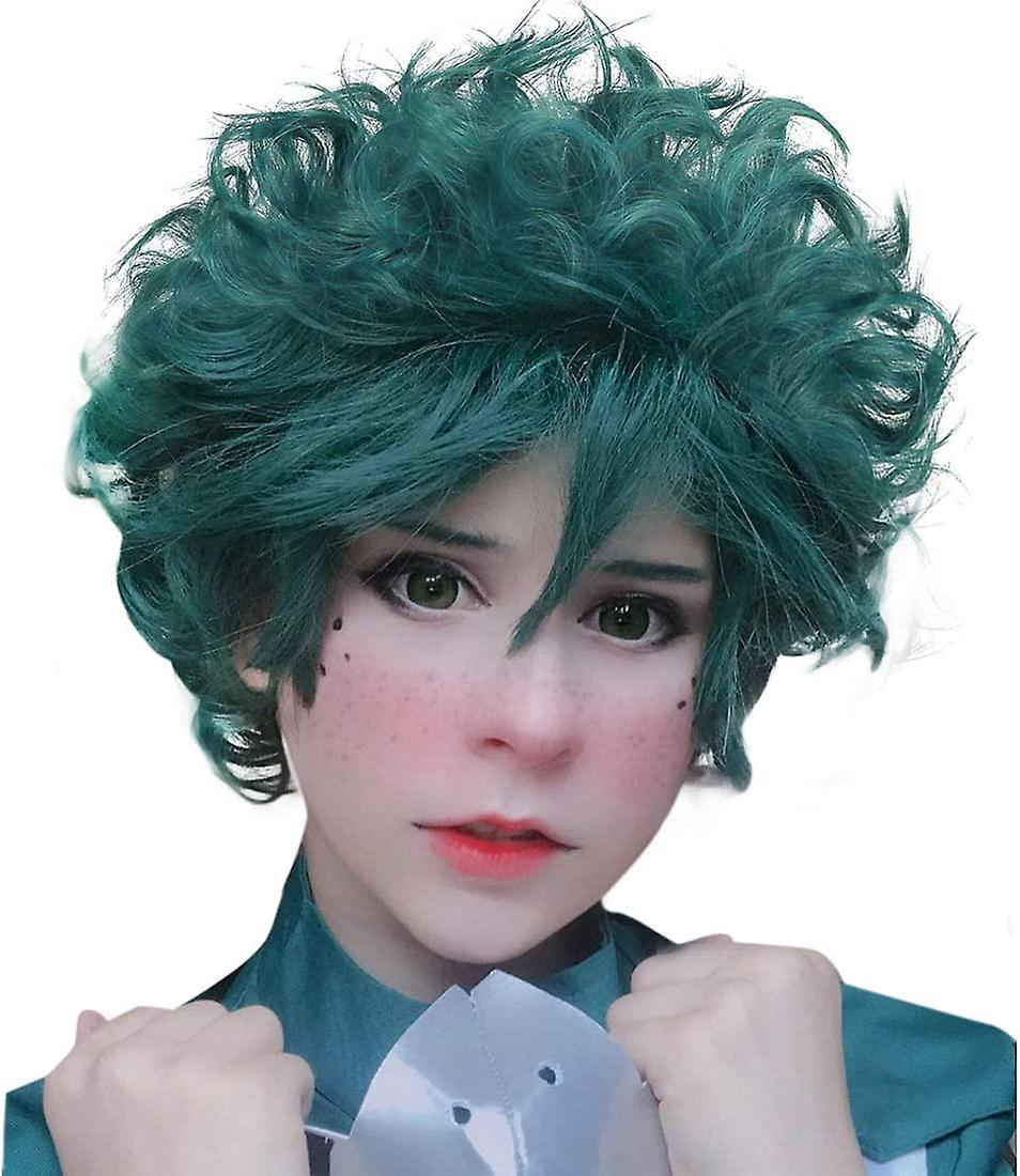 Green Wigs Short Body Wave Cosplay for Halloween Synthetic