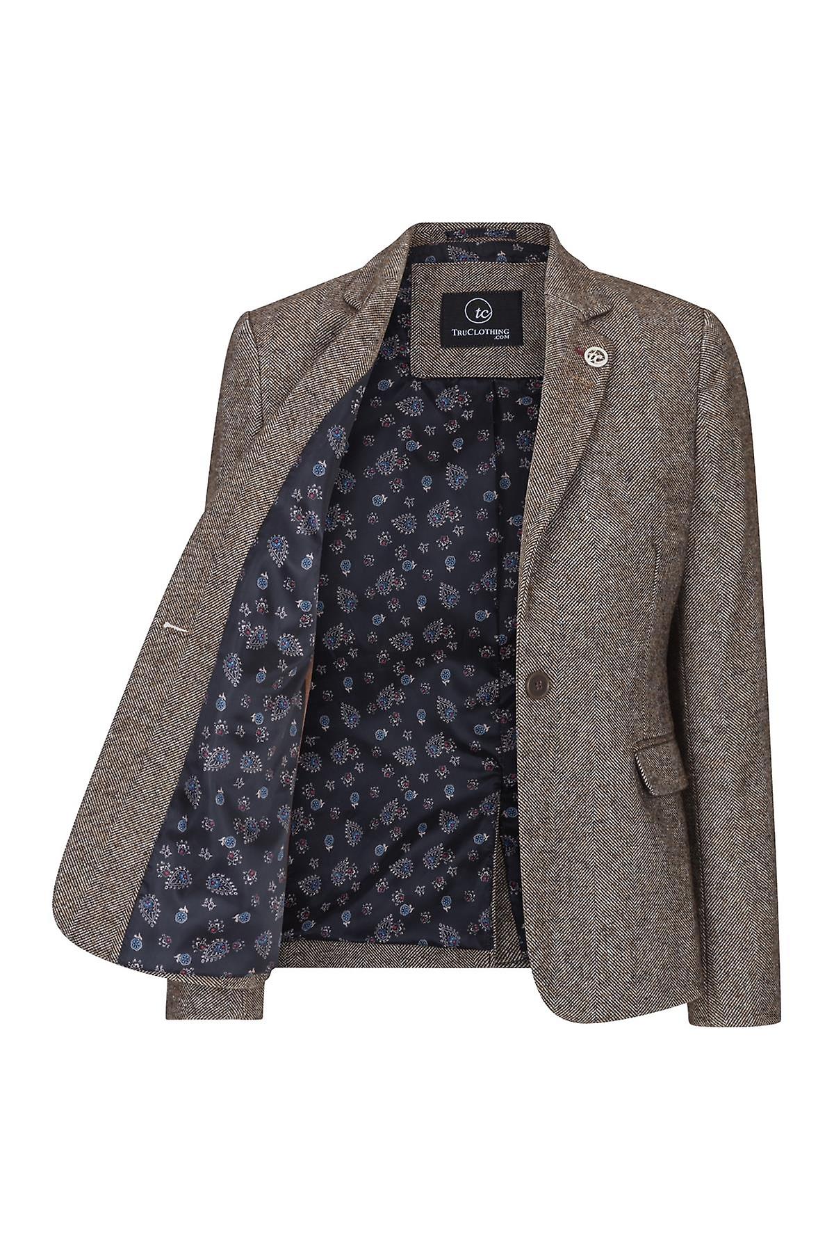 Herringbone Blazer Elbow Patch Blazer Women's Womens Tweed