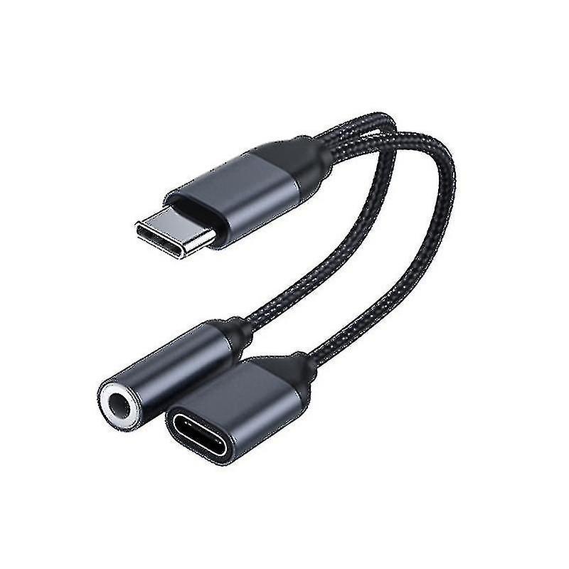 2 In 1 Usb C Type C To 3.5mm Headphone Audio Auxiliary Jack Charging Adapter Cable(c, Style)
