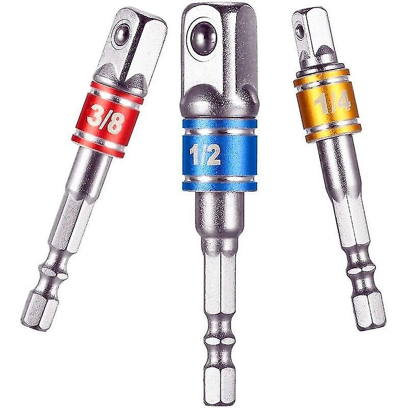 Socket Adapter Socket Holder On Drill/impact Driver. Set Of 3 Square-sided Chuck Adapter 1/4", 1/2",