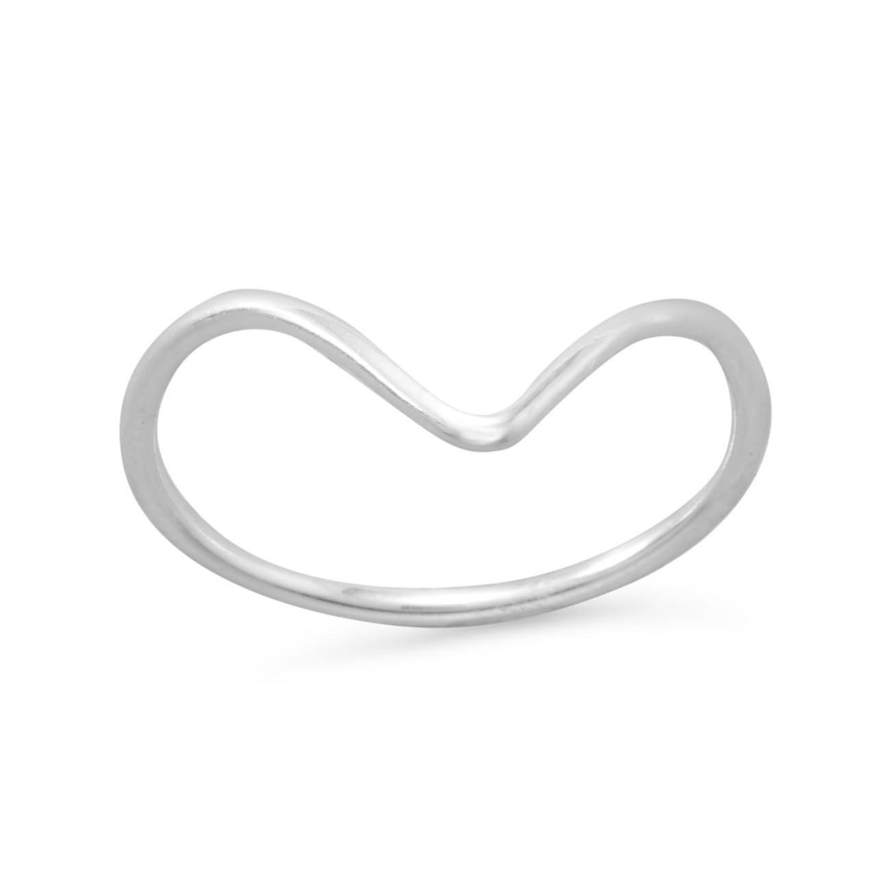 Polished 925 Sterling Silver Thin V Ring 1.4mm Wide-Ring for Women - Ring Size: 3 to 8