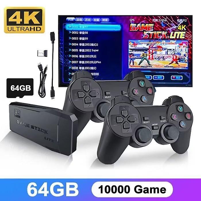 64g Hd 4k Portable Video Game Console With 2 2.4g Wireless Controllers 10000+ Classic Retro Game Types For Ps1-gba