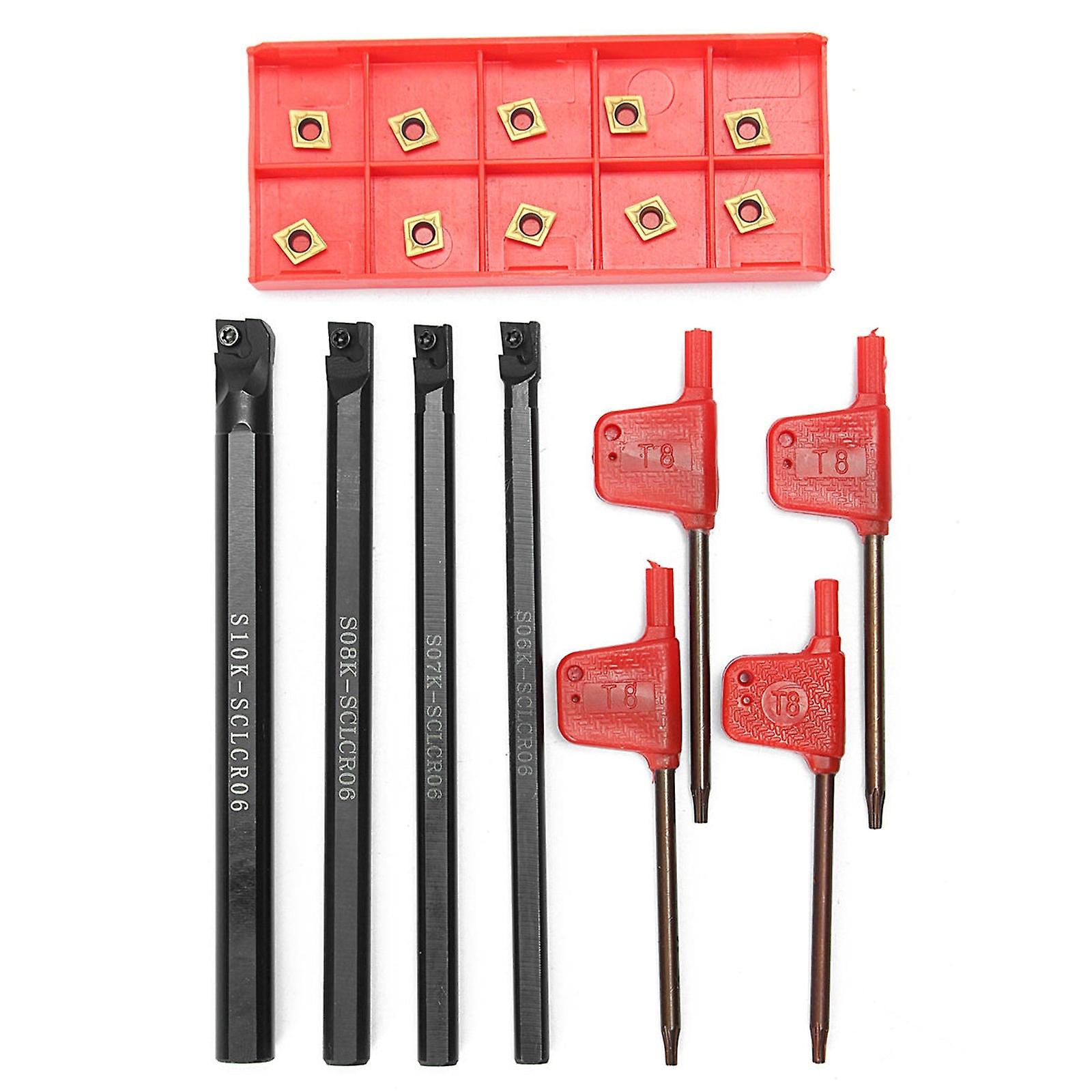 6/7/8/10Mm Turning Tool Holder Lathe Boring Bar Ccmt0602 Carbide Inserts With T8 Wrench