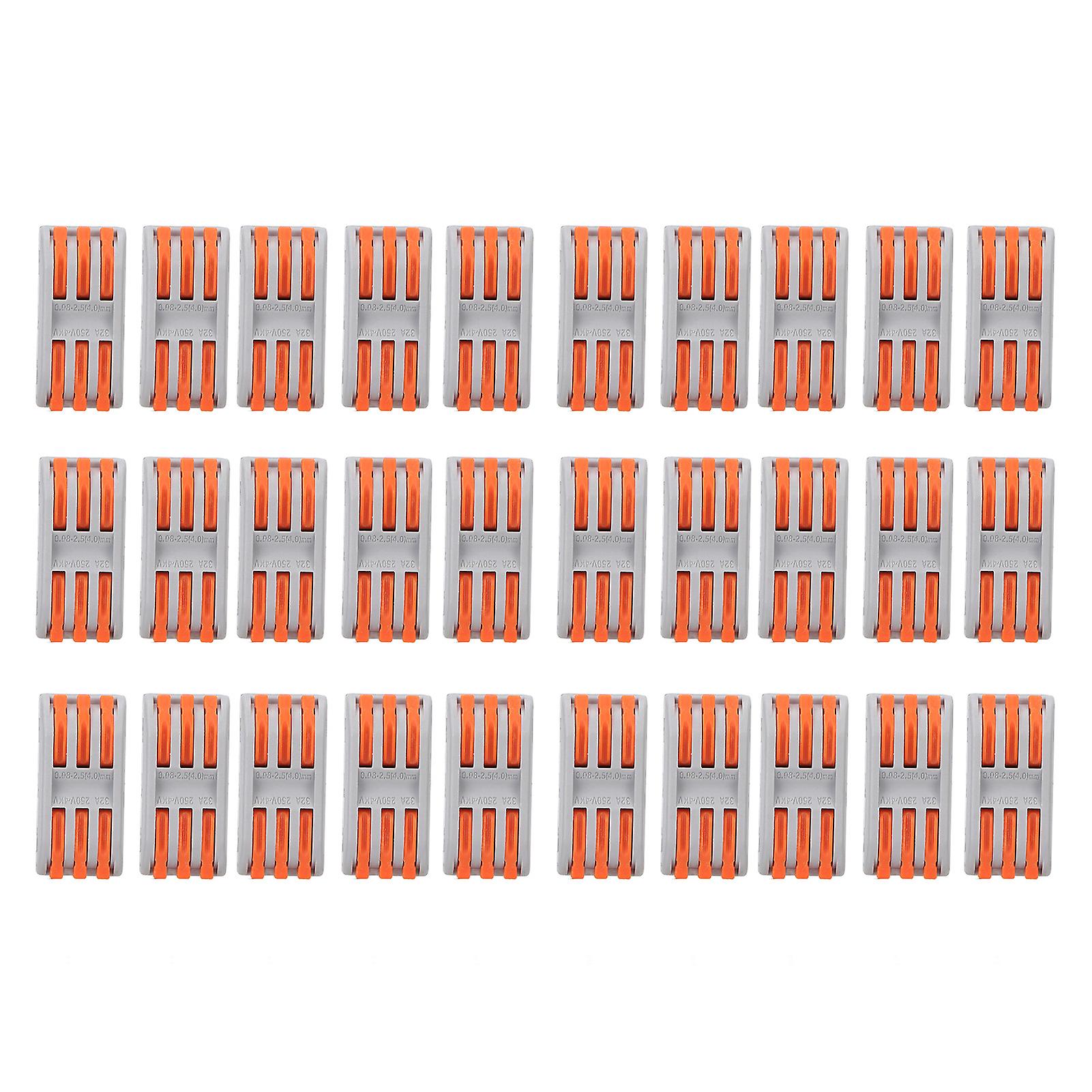 Compact Lever Wire Splices, 30Pcs for 0.08-4mm² Cables, 3-Core