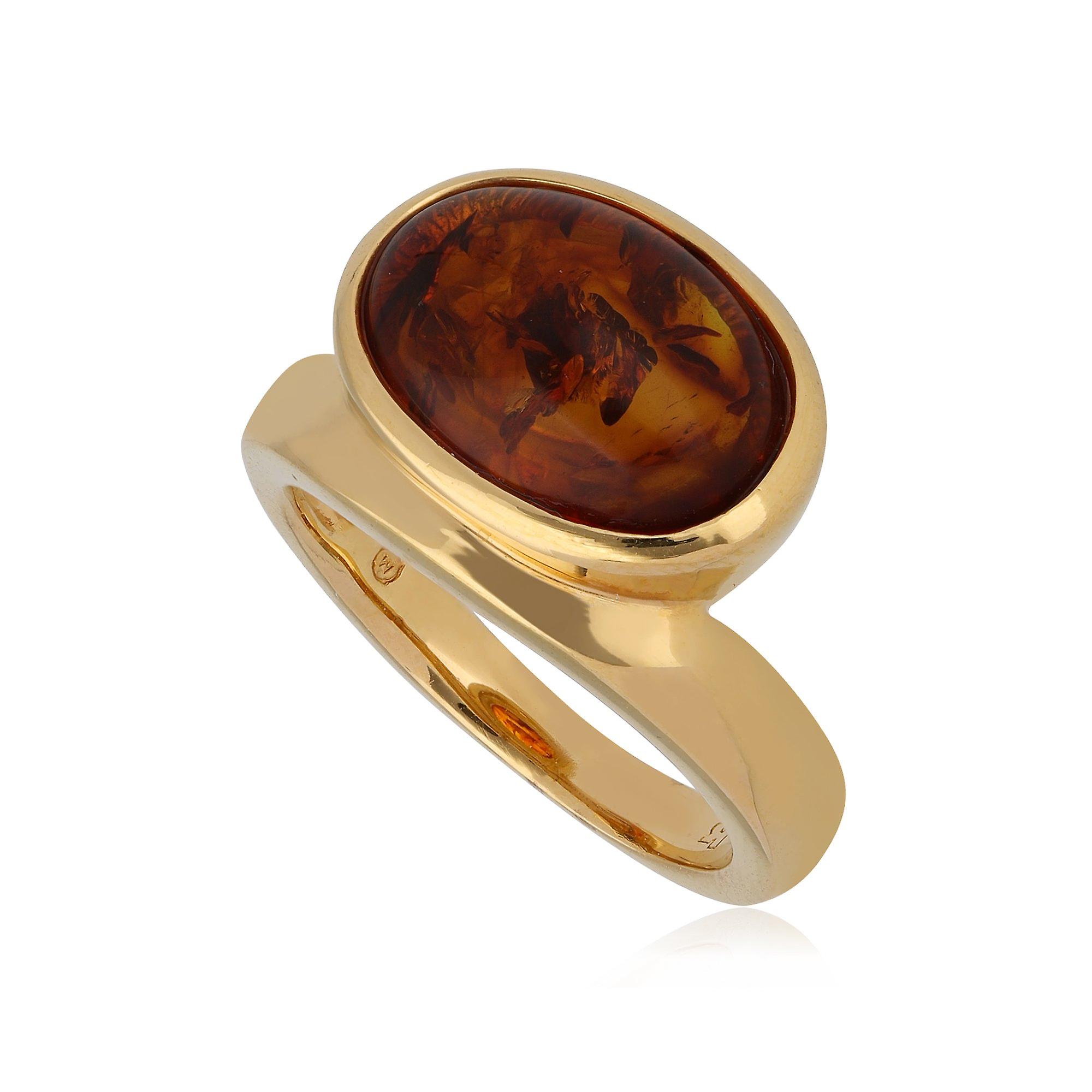 Kosmos Amber Cocktail Ring in Gold Plated Sterling Silver T1050R902317