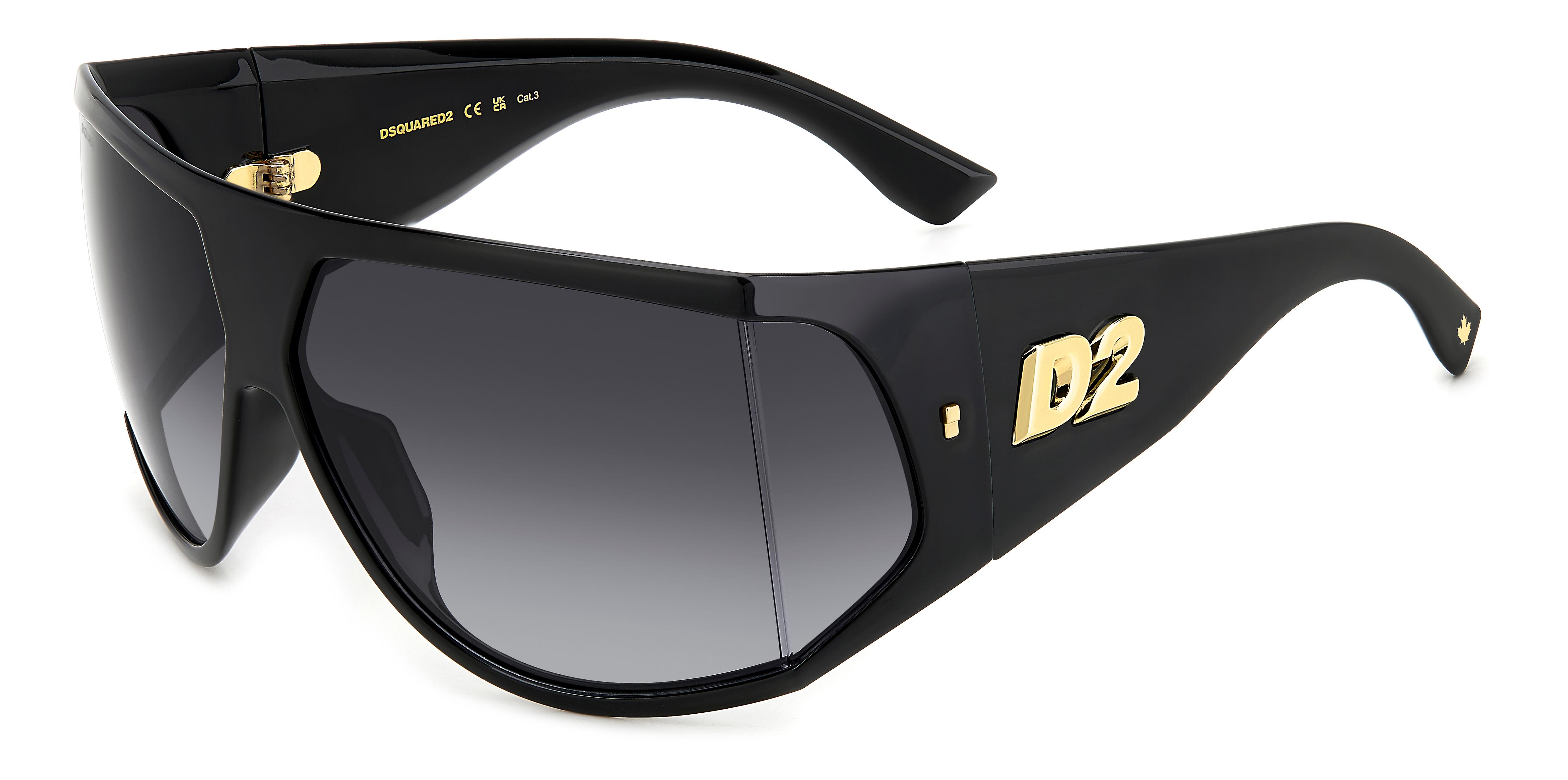 Solbriller Dsquared2 D2 0124/S SVART GULL/GRÅ SKYGGELAGT 75/11/115 Mann