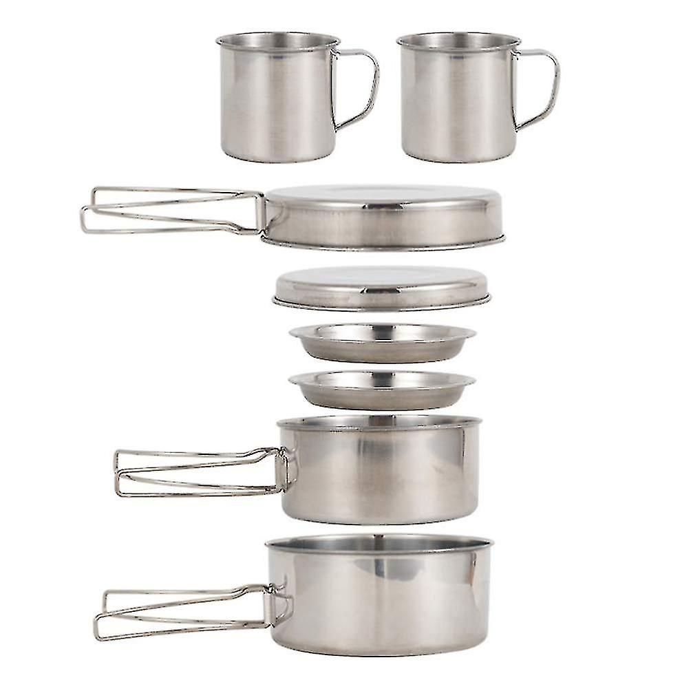 8-Piece Stainless Steel Camping Cookware Set