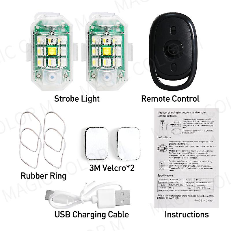 Wireless Remote Control LED Strobe Light for Car Auto Motorcycle Bike Drone Scooter Anti-collision Warning Lamp Flash Indicator