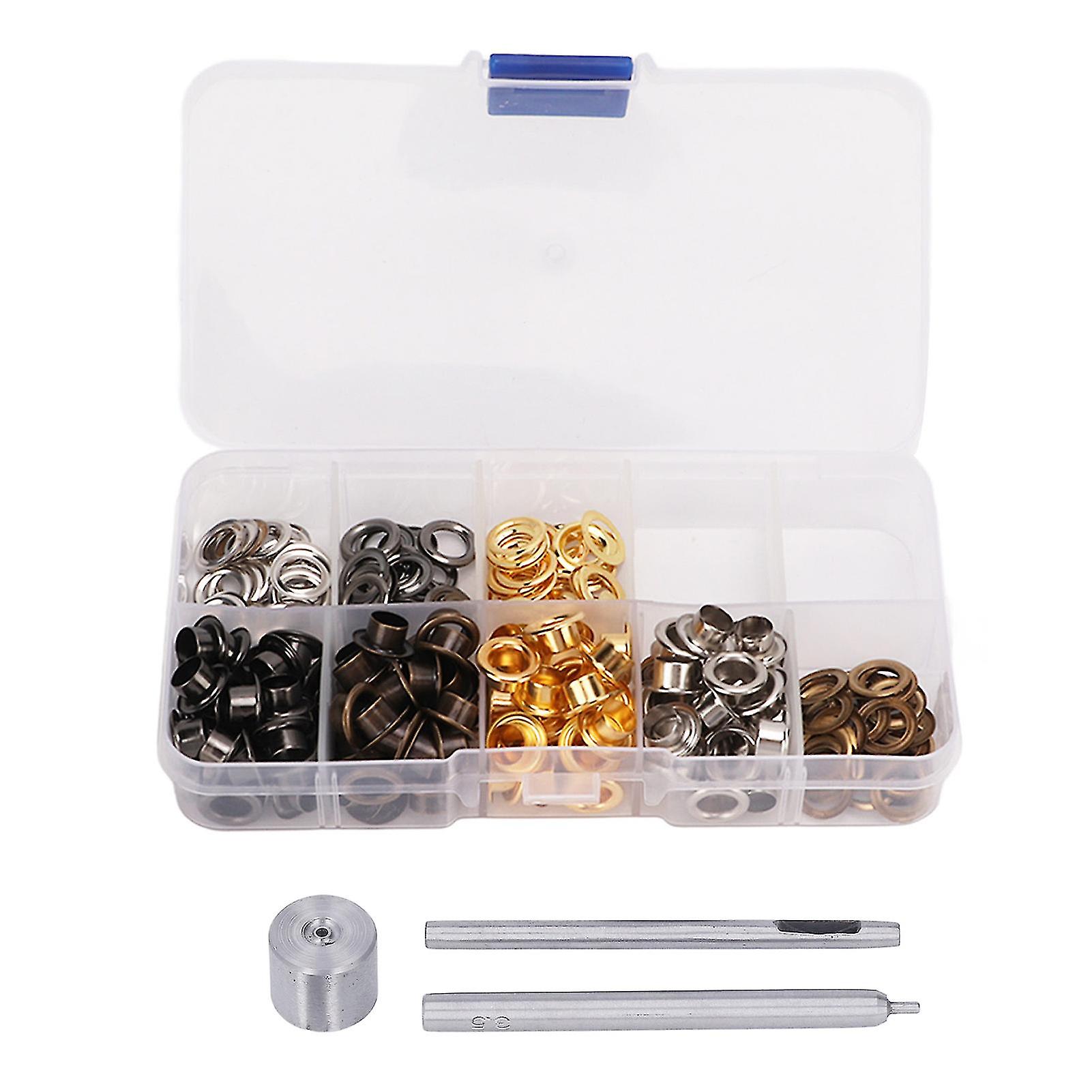 Multicolor Diy Eyelet Grommet Tool Kit With Transparent Storage Box - 3.5mm