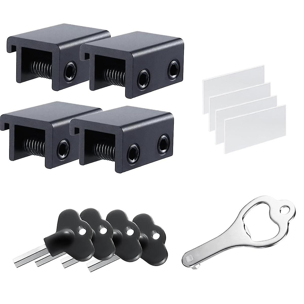 Sliding Window Locks (4 Pack), Security Window Locks With Keys, Adjustable Aluminum Sliding Window