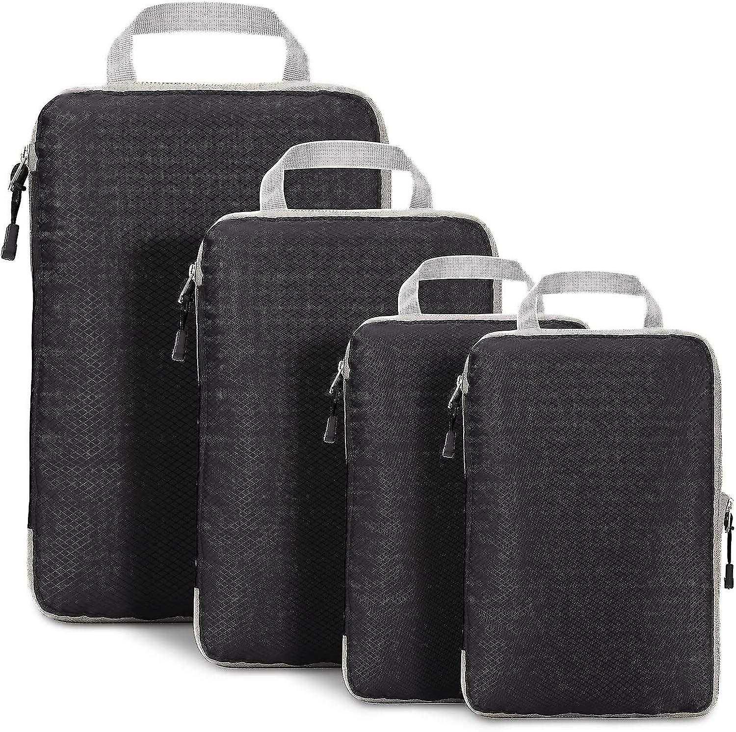 Suitcase Organizer with Compression（Black）, Handbag Storage Cube Organizer, Suitcase Storage for Tra