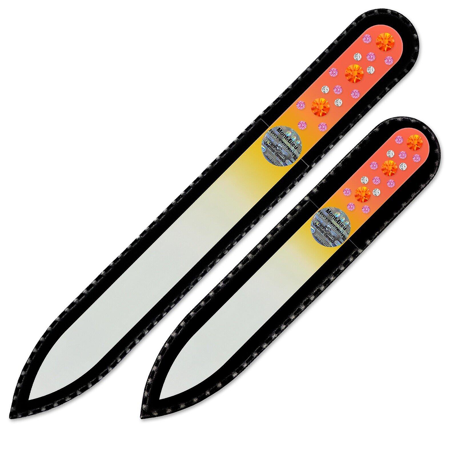 Set of 2 Color Glass Nail Files with crystals CNC-MS - Fireopal - Rose