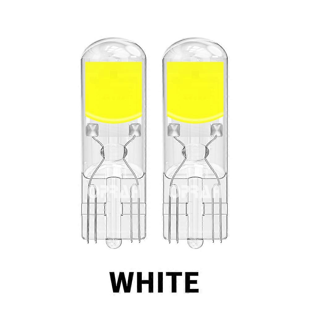 2pcs LED W5W T10 car lights COB Glass Interior Signal Lamps Canbus Dome Reading Bulb Door car lighting Side Parking 12V White Yellow
