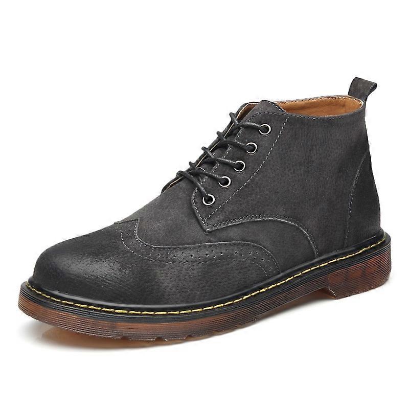 Leather Dress Shoes Men Oxfords High Top Brogue Lace Up Mens