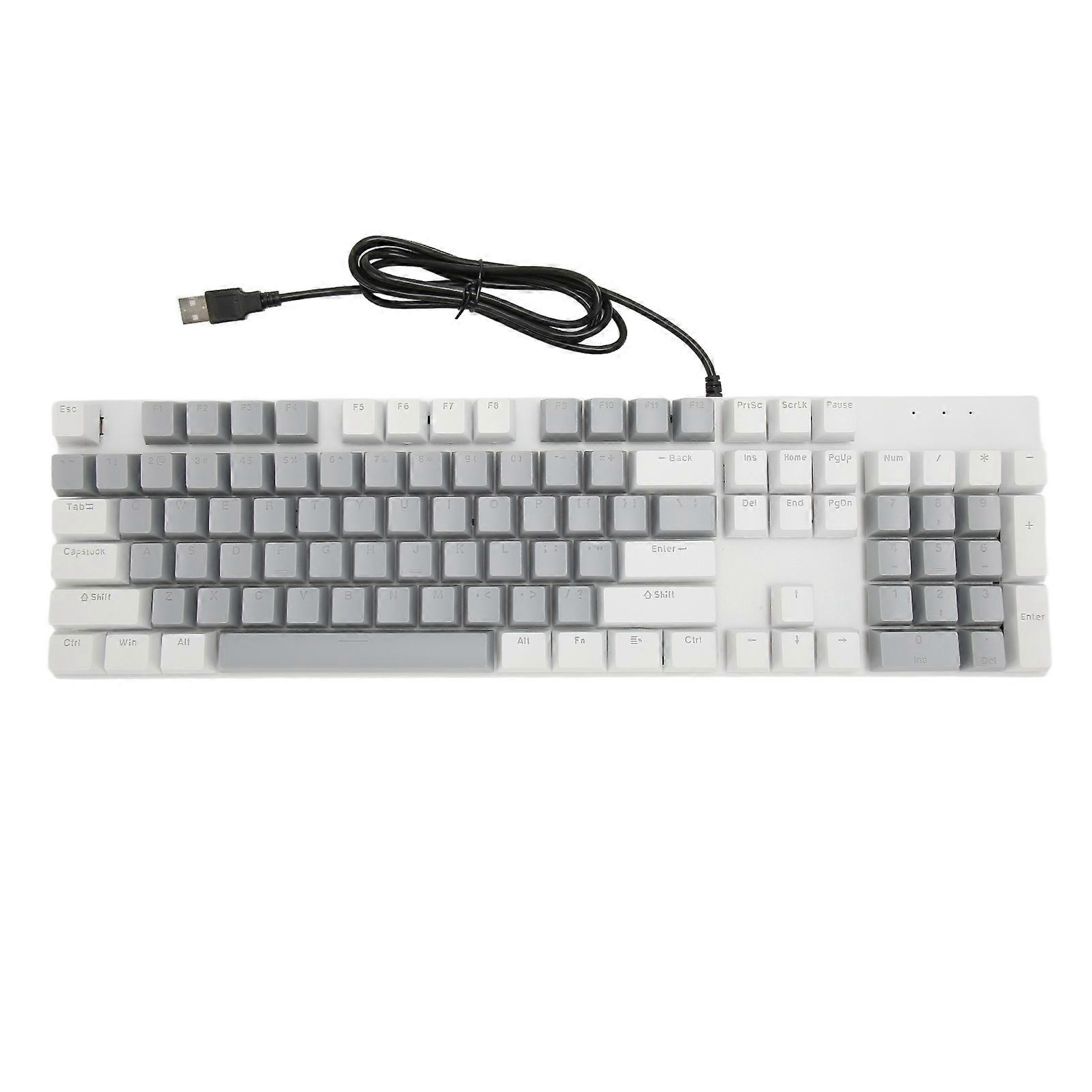 Full Size Mechanical Keyboard 104 Keys USB Wired Gaming Keyboard with Numeric Keypad Red Switch for Windows White Gray