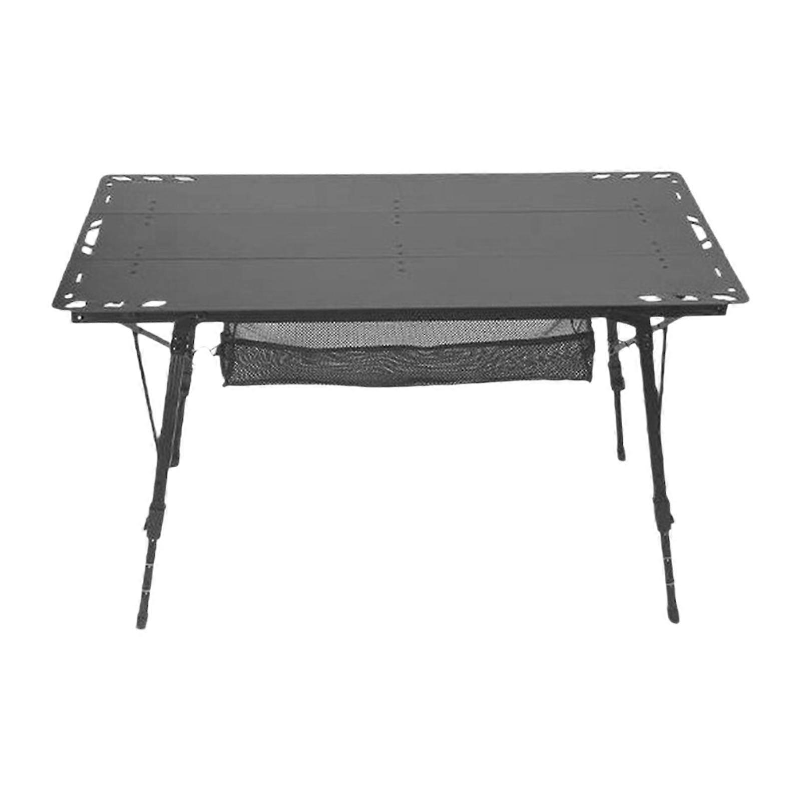 Folding Table Portable Stable with Adjustable Legs for Backyard Picnic Patio Black