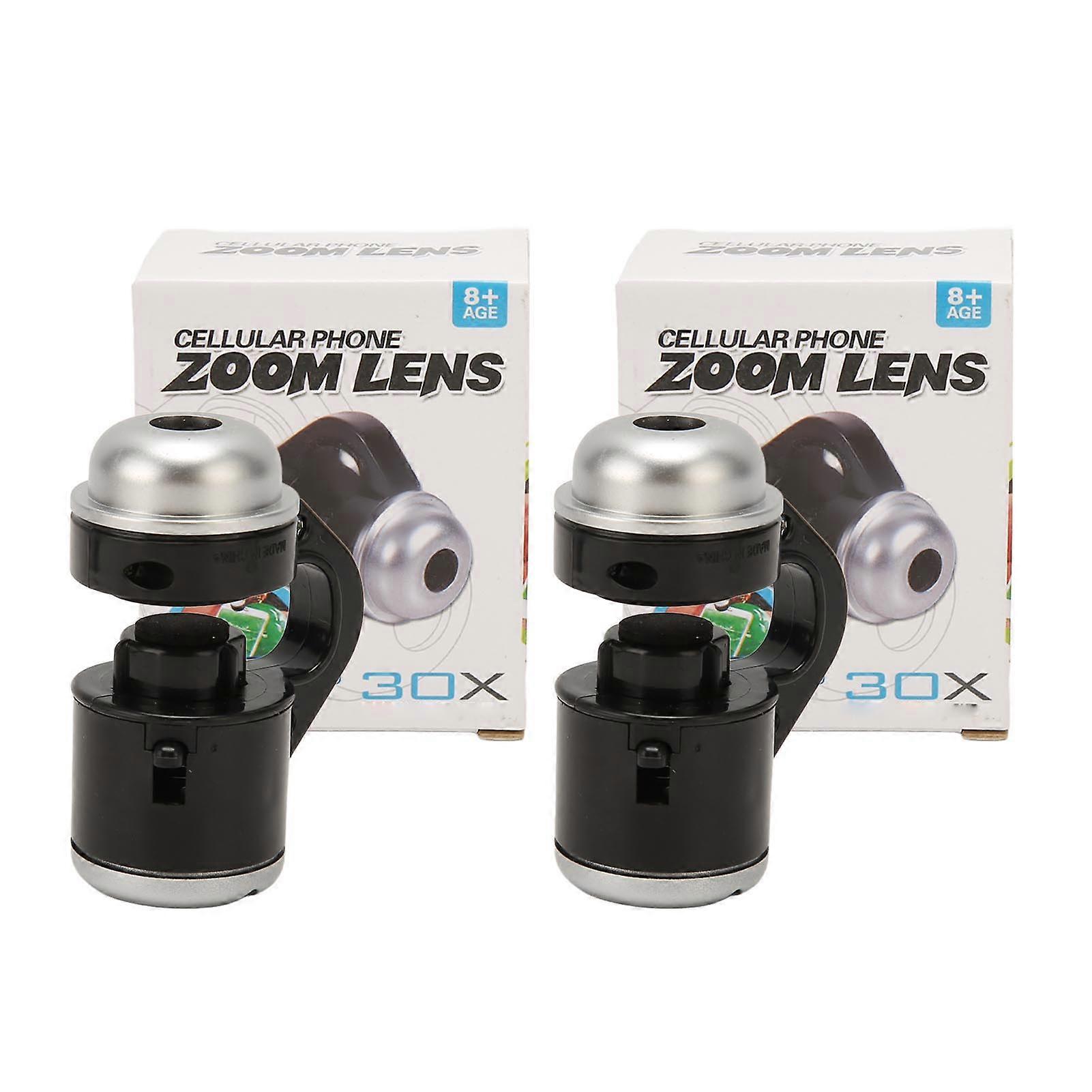 2 قطعة هاتف مجهر 30x زووم LED مجهر محمول كليب مجهر للكشف عن الجلد فحص الشعر