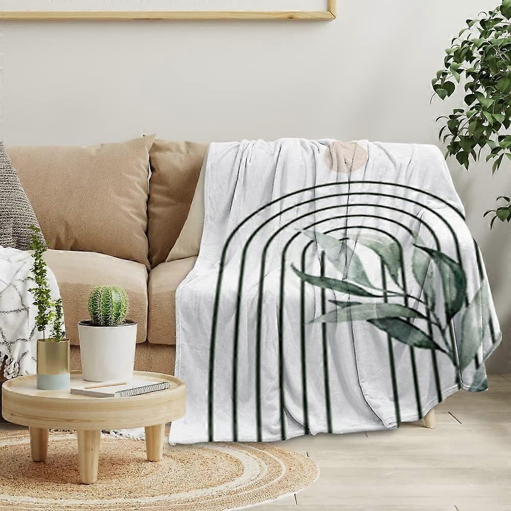 Mossgrön Boho Mid Century Abstrakta Kastar Filtar Moderna Kasta Filtar Minimalistiska Löv Sol Boho Estetisk Mjuk Varm Sängkläder Sängkläder Kvinnor Filtar f