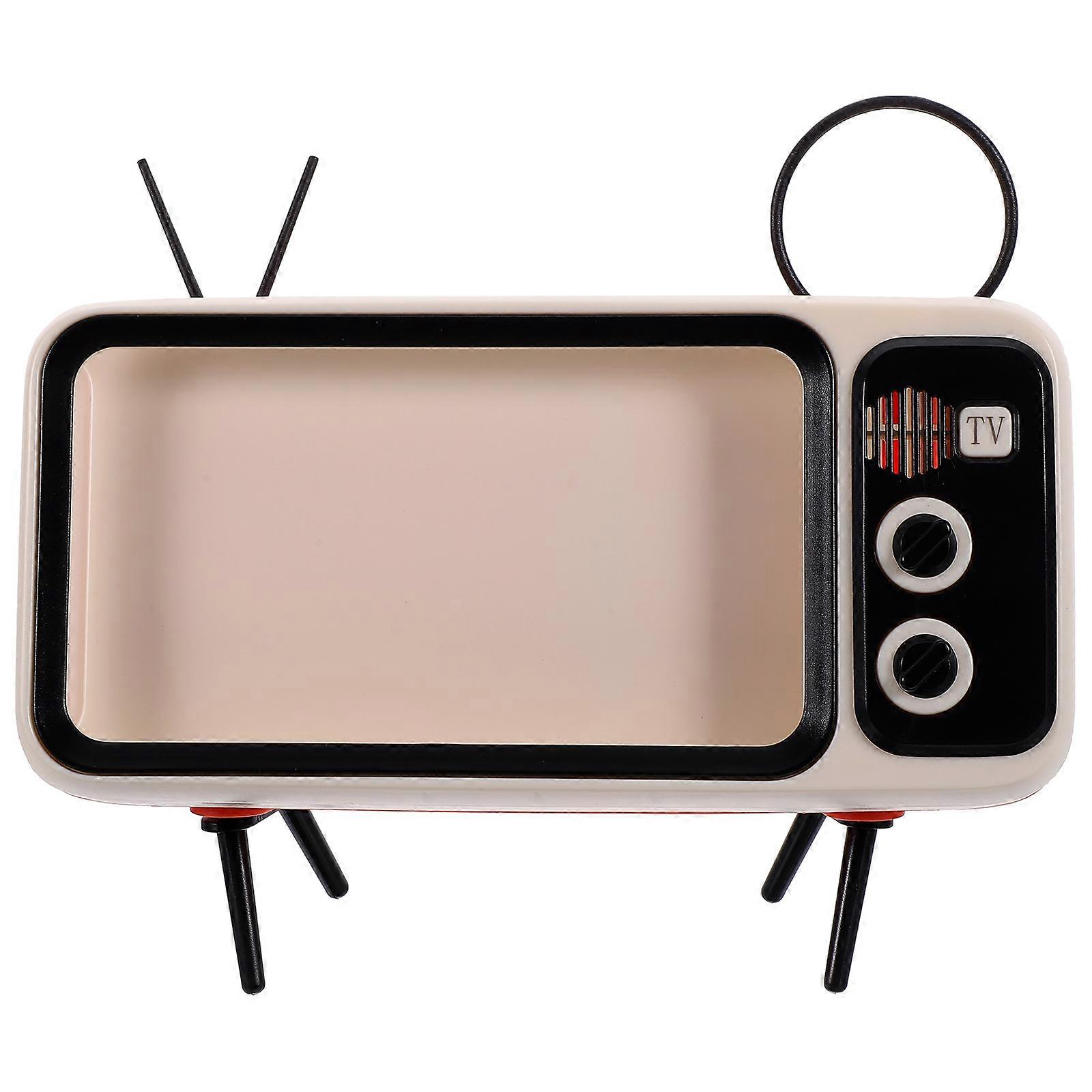 Retro TV Mobile Phone Holder with Wireless Speaker Creative Smartphone Stand Desktop Phone Bracket (Orange)