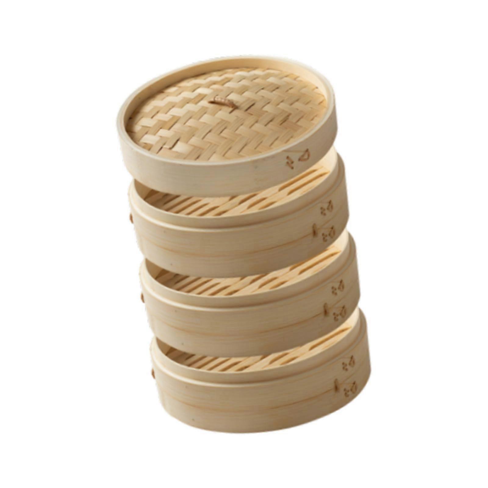 Bamboo Steamer Basket Handmade Bun Steaming Basket for Chicken Steaming Rice 24cm