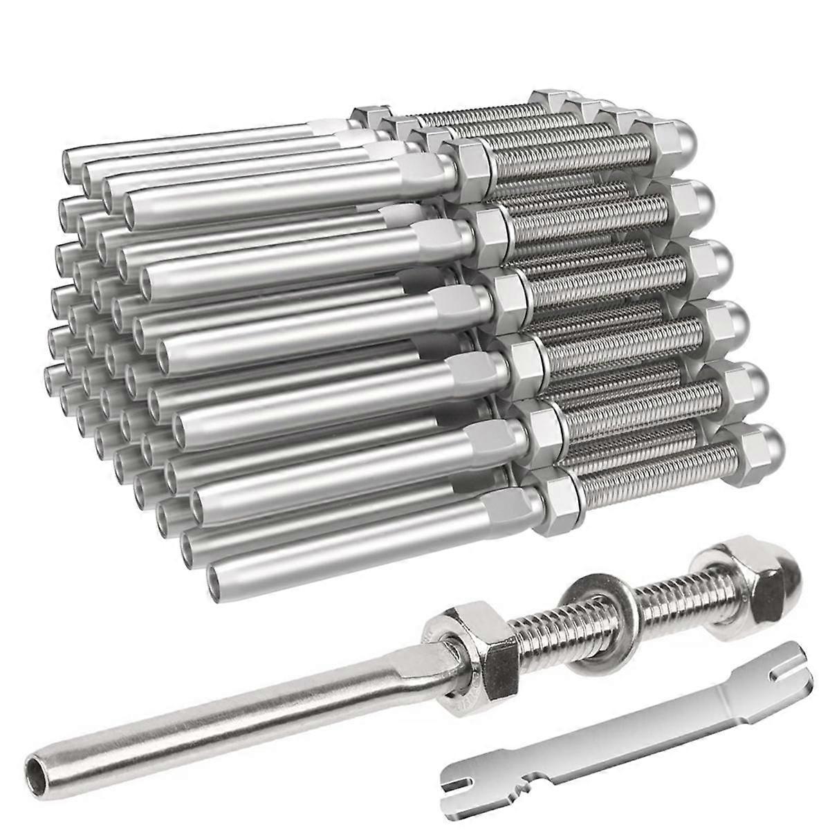 Cable Railing Swage Threaded Stud Tension End Fitting Terminal for 1/8In Deck Cable Railing,for 2x2In Wood/Metal Post