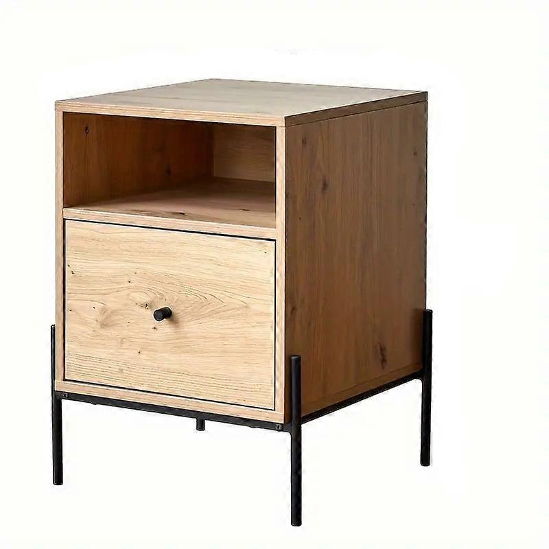 Nnetm Wood Bedside Cabinet - Quiet Glide Drawers Awo52775