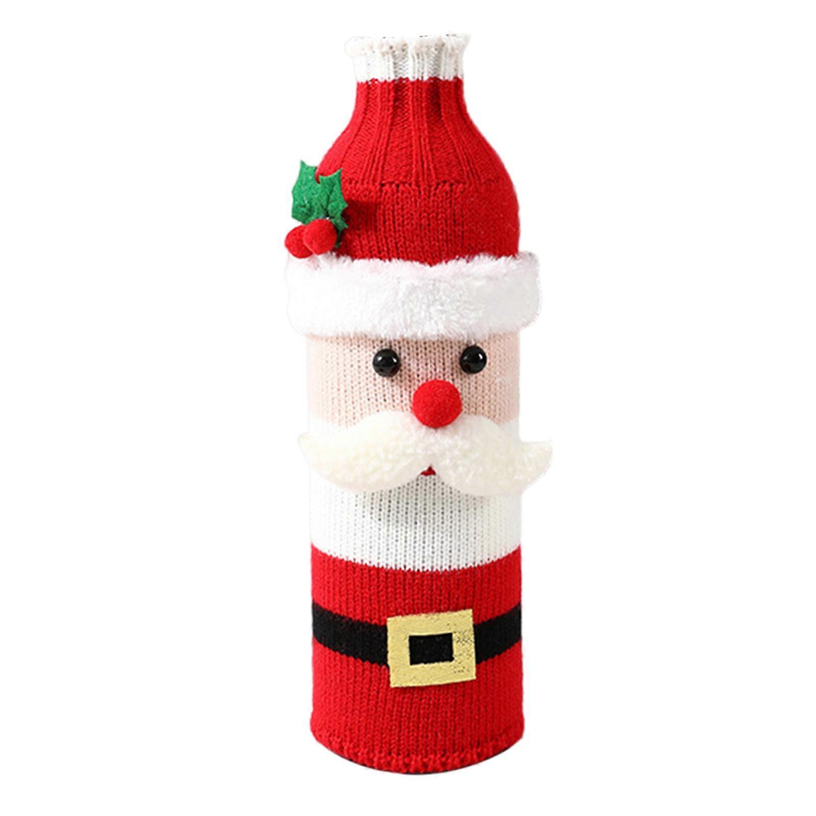 Wine Bottle Sleeve Santa Claus Snowman Reindeer Design Bottle Sleeve Knitted Decoration Wine Bottles Sweater for Table Decor