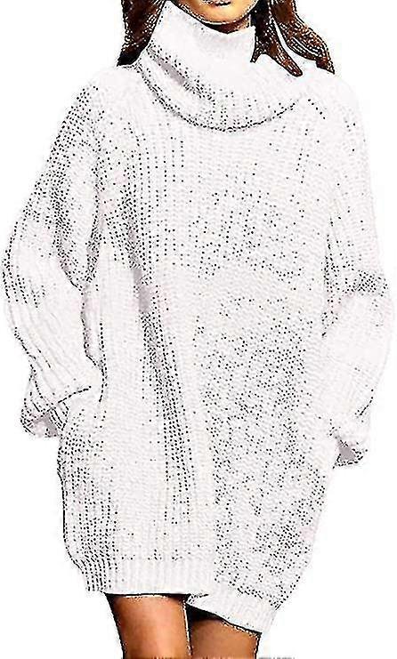 Damen Langarmiges Strickpulloverkleid mit Polokragen