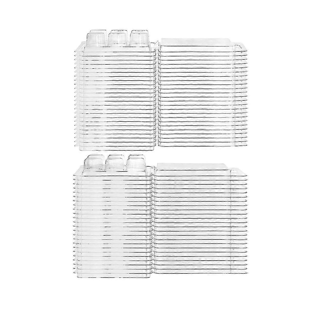 100 Pack Wax Melt Clamshell Mold, 6-cavity Clear Empty Plastic Wax Melt Container Compatible With Diy Wax Melt , Heart And Round-ac